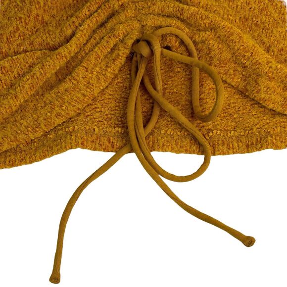 Altar'd State Cropped Sweater Mustard Yellow Long Sleeve V-Neck Pullover Large - Picture 6 of 9